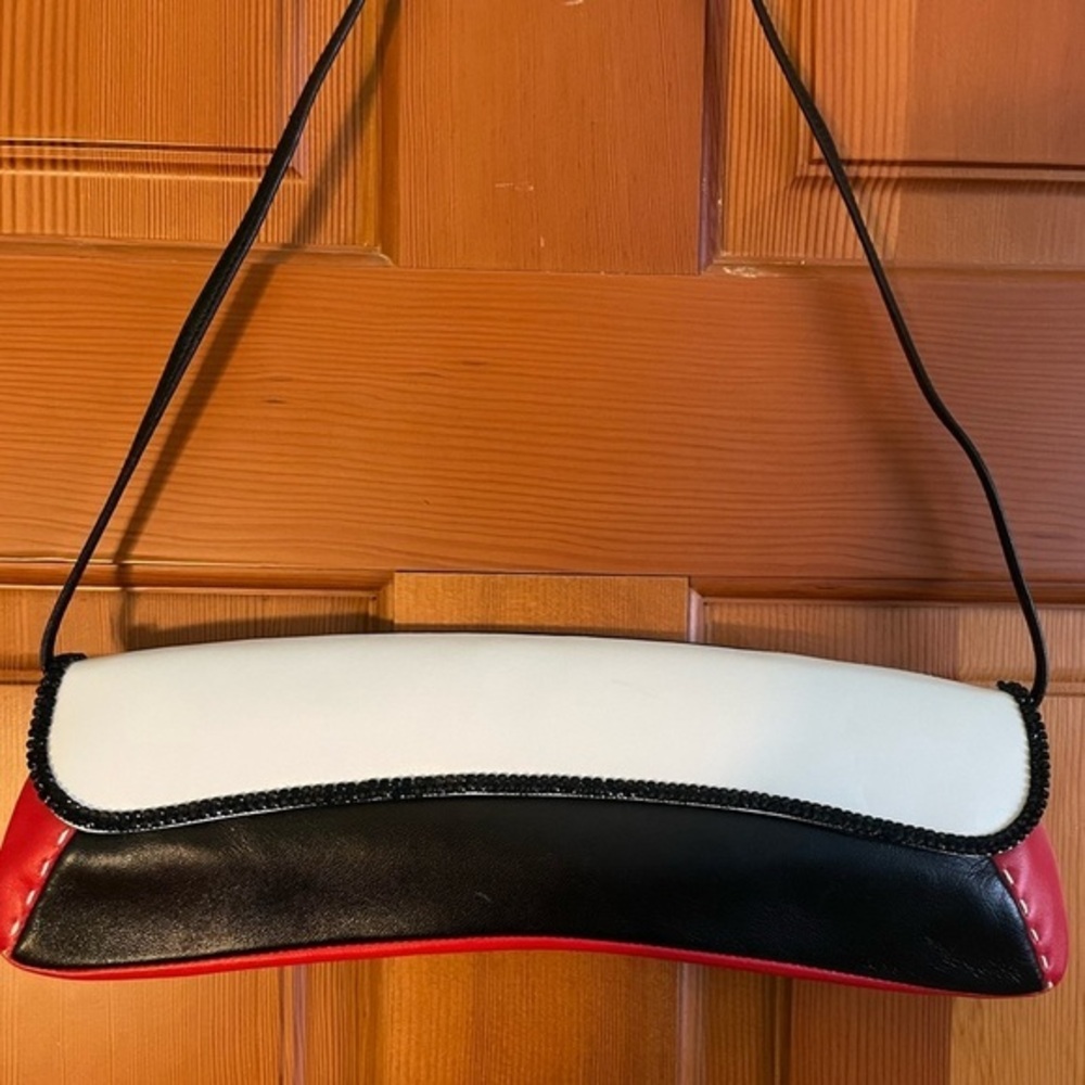 NEW Daniel Swarovski crystal embellished calfskin leather clutch—RARE, Vintage